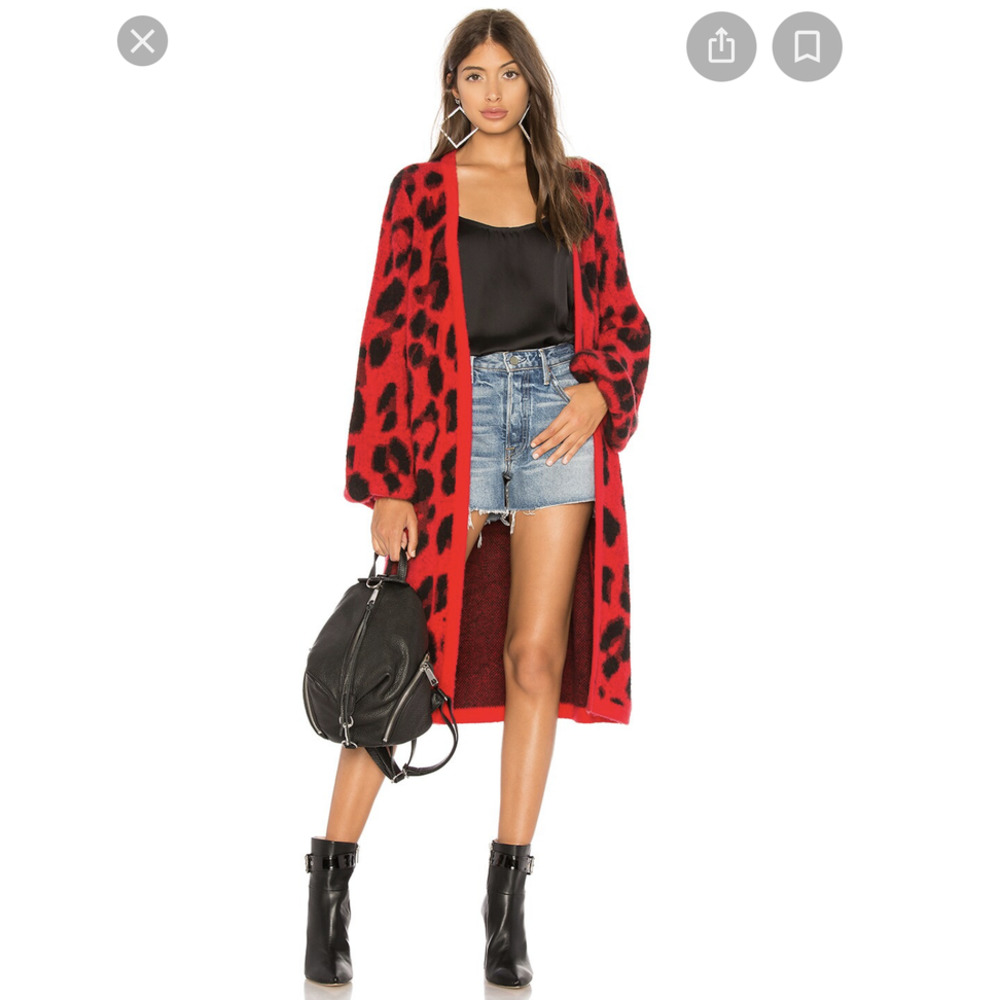 Lovers and Friends Wild Duster Cardigan in Red Leopard | REVOLVE (M)